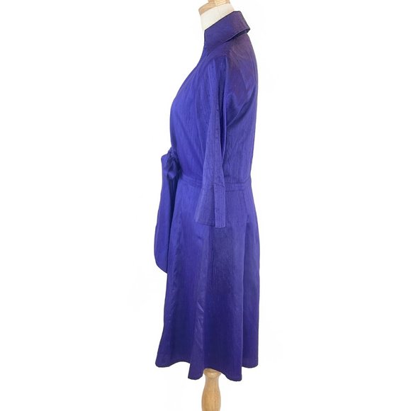 Vintage Anni Kuan Royal Purple Tie Waist Dress - Picture 7 of 10